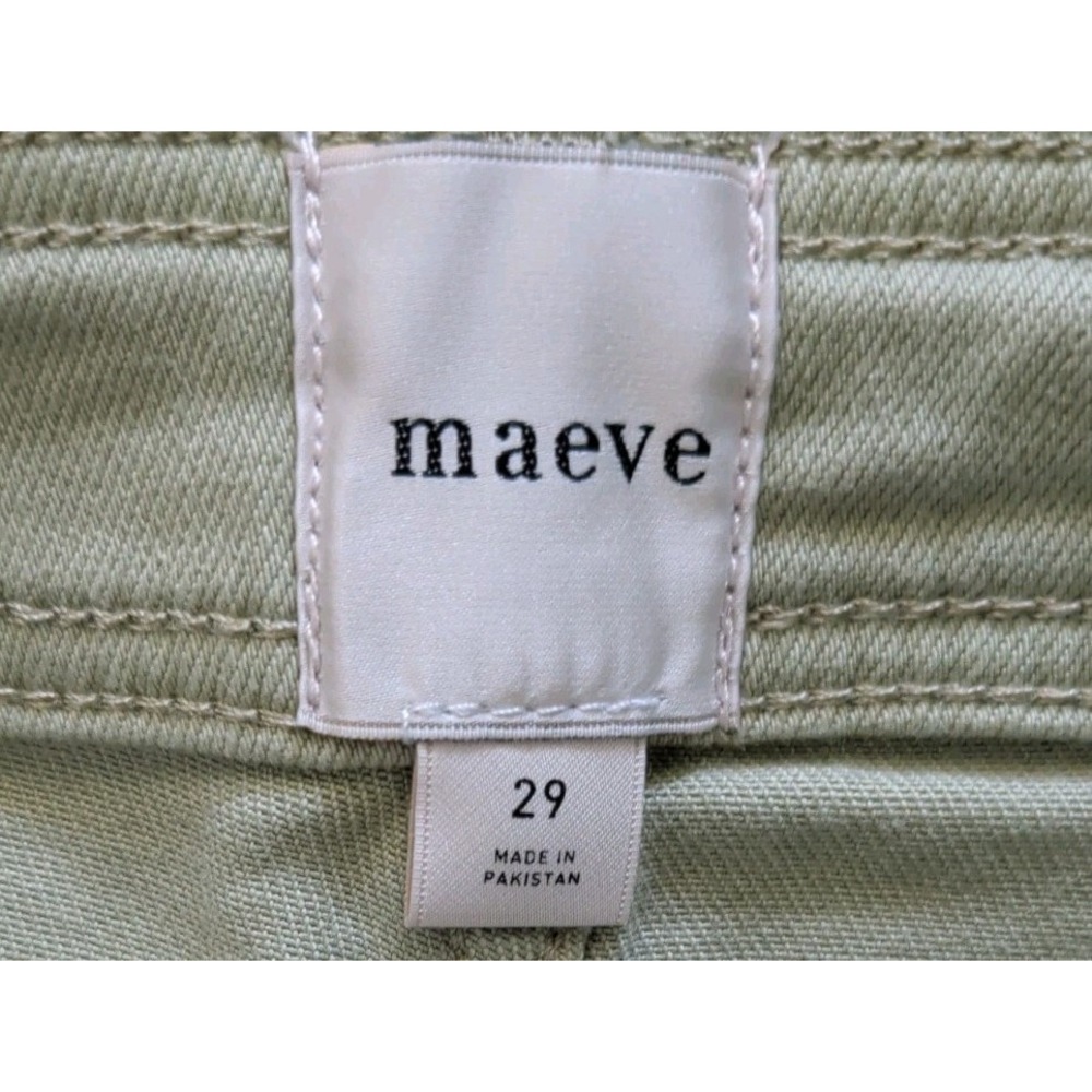 NWT MAEVE Colette Crop Wide Leg Pants Moss Green Sz 29 Stovepipe Raw Hem Stretch - Picture 4 of 9